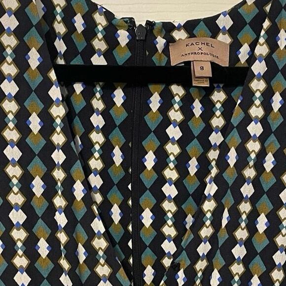 Kachel x Anthropologie Evie Abstract V Neck Jumpsuit Size 8 - Picture 5 of 7